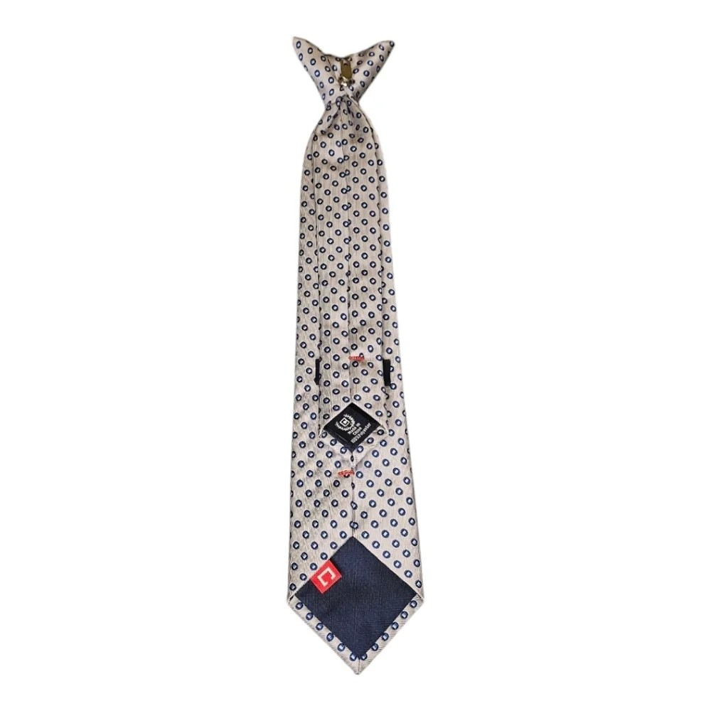 Chaps Boy's Clip-on Tie Gray with Two-Tone Blue Dots